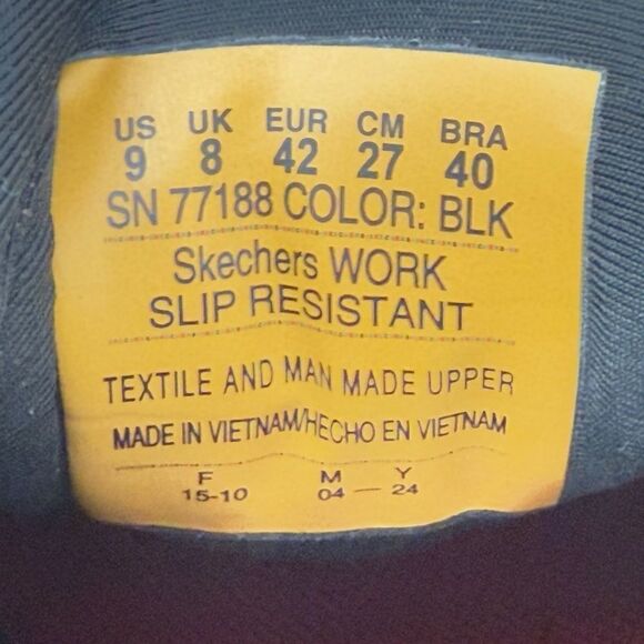 Sketchers Work Cessnock SR Black Shoes Relaxed Fit Memory Foam Men’s Size 9 - Picture 7 of 10